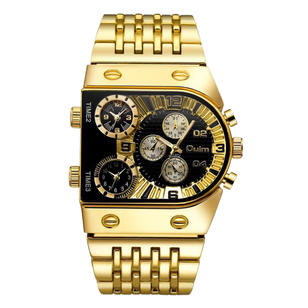 Oulm Watch - Gold Black Dial
