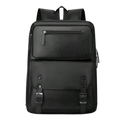 Men’s PU Leather Laptop Backpack – Black